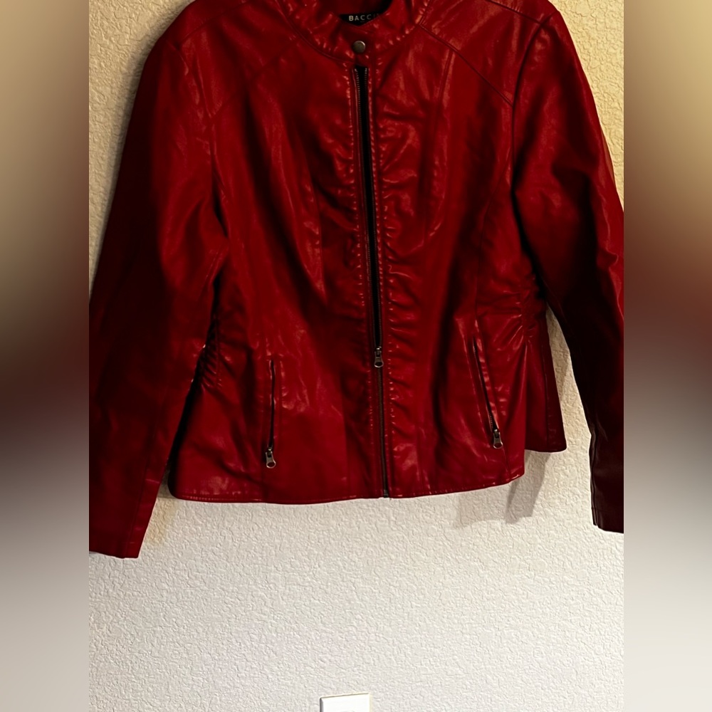 Baccini Vegan Red leather jacket - Picture 7 of 14